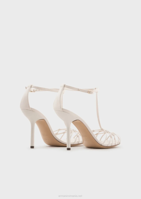 femei R802G522 sandale din piele nappa cu tocuri din plasă Armani alb ca laptele