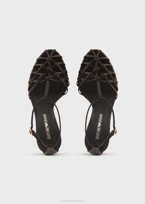 femei R802G523 sandale din piele nappa cu tocuri din plasă Armani negru