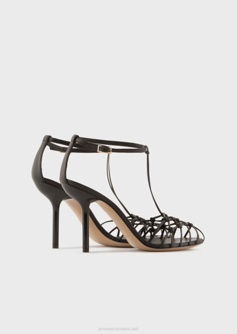 femei R802G523 sandale din piele nappa cu tocuri din plasă Armani negru