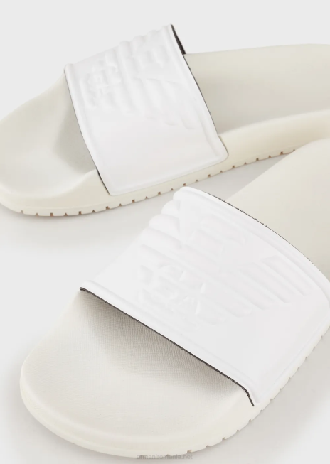 femei R802G23 Glisoare pvc cu vultur supradimensionat, în relief Armani alb