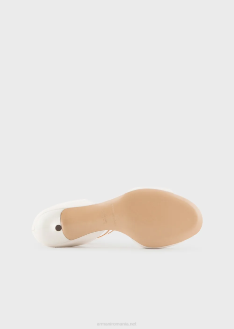 femei R802G526 sandale cu picior și toc geometric din piele napa Armani alb ca laptele