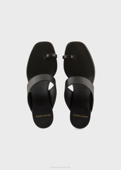 femei R802G528 Sandale flip-flop din piele napa cu toc laminat Armani negru