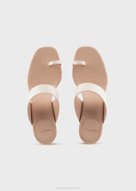 femei R802G529 Sandale flip-flop din piele napa cu toc laminat Armani alb ca laptele