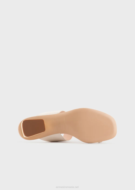 femei R802G529 Sandale flip-flop din piele napa cu toc laminat Armani alb ca laptele