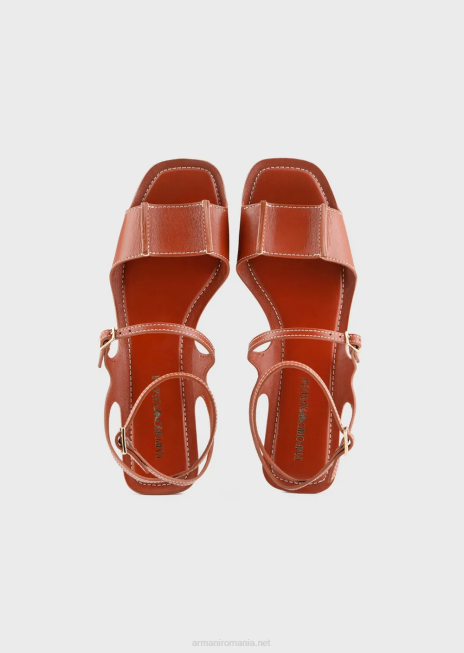femei R802G530 sandale din piele cu bretele duble Armani maro