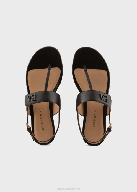 femei R802G532 Sandale flip-flop din piele nappa cu logo-ul ea Armani negru