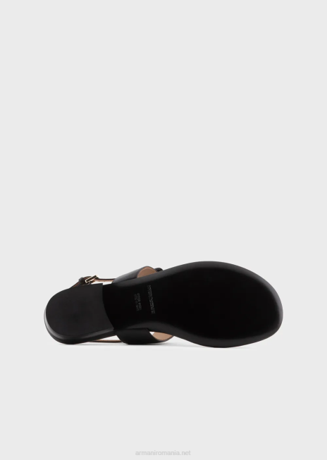 femei R802G532 Sandale flip-flop din piele nappa cu logo-ul ea Armani negru