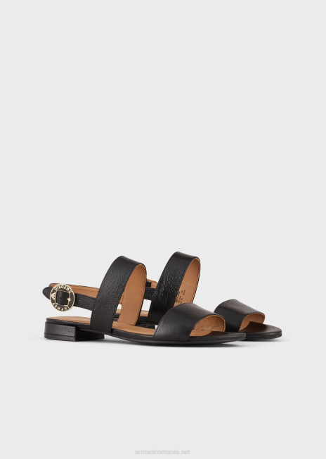 femei R802G534 sandale din piele cu medalion logo Armani negru