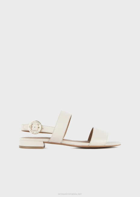 femei R802G535 sandale din piele cu medalion logo Armani alb