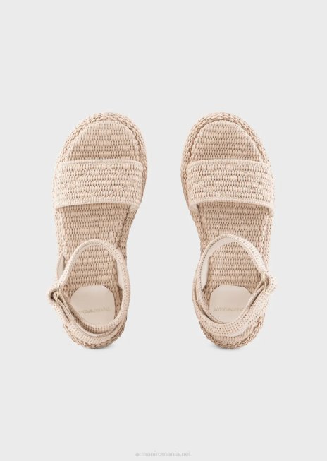 femei R802G536 sandale cu curea din rafie împletită Armani bej