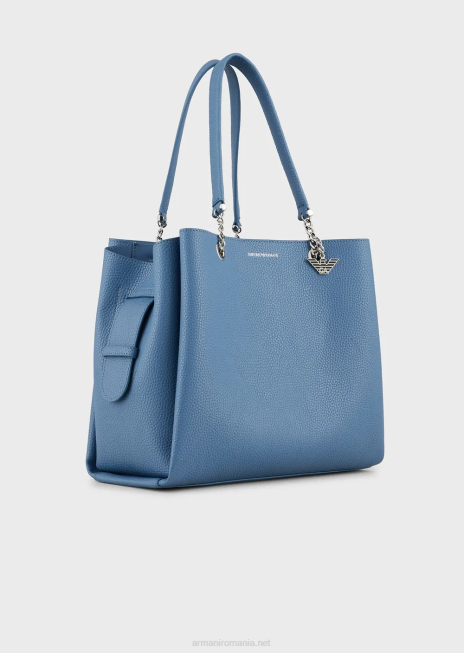 femei R802G729 Geantă shopper palmellato cu efect de piele cu farmec de vultur Armani azur