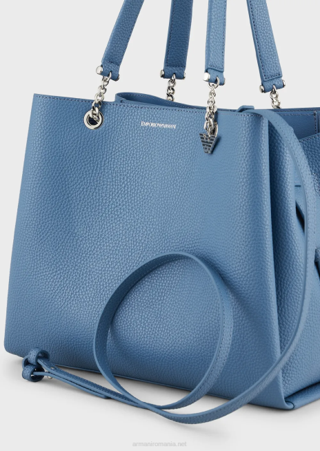 femei R802G729 Geantă shopper palmellato cu efect de piele cu farmec de vultur Armani azur