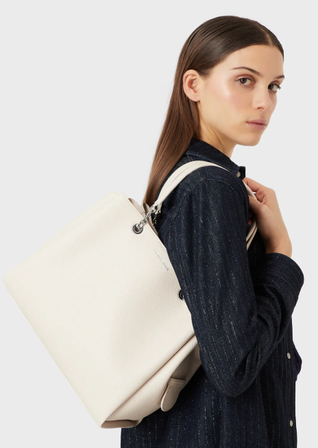 femei R802G731 Geantă shopper palmellato cu efect de piele cu farmec de vultur Armani