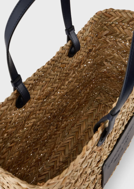 femei R802G737 geantă shopper mare capsule collection din paie Armani bej