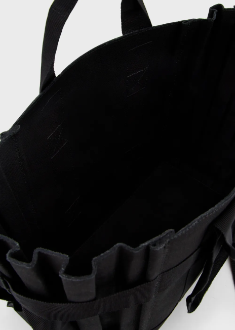 femei R802G739 geantă shopper mare din pânză plisată Armani negru