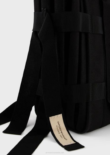 femei R802G739 geantă shopper mare din pânză plisată Armani negru