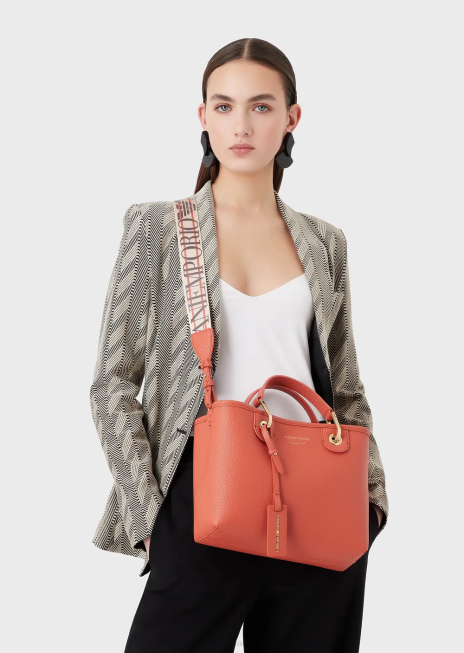 femei R802G658 myea bag geanta shopper mica cu imprimeu cerb Armani piele de bivol