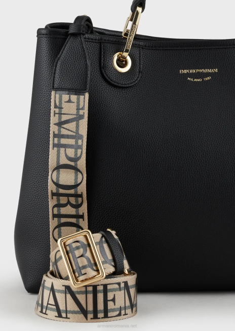 femei R802G672 geantă shopper medium myea cu imprimeu de cerb Armani negru adânc