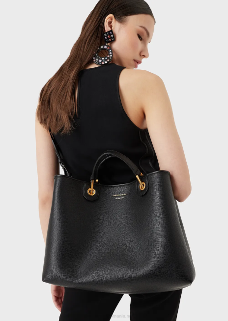 femei R802G672 geantă shopper medium myea cu imprimeu de cerb Armani negru adânc