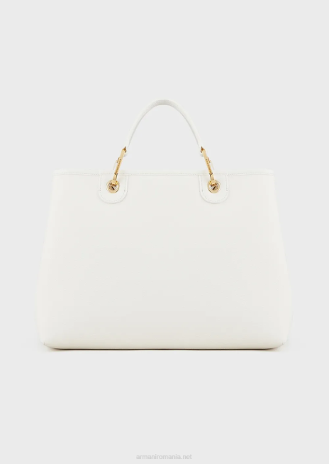 femei R802G674 geantă shopper medium myea cu imprimeu de cerb Armani alb