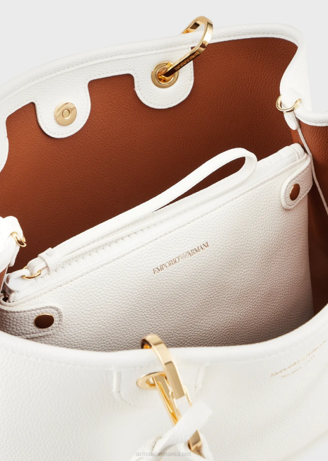 femei R802G674 geantă shopper medium myea cu imprimeu de cerb Armani alb