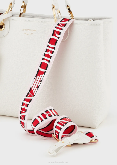 femei R802G674 geantă shopper medium myea cu imprimeu de cerb Armani alb