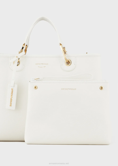 femei R802G674 geantă shopper medium myea cu imprimeu de cerb Armani alb