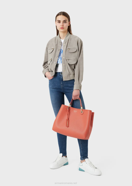 femei R802G676 geantă shopper medium myea cu imprimeu de cerb Armani maro