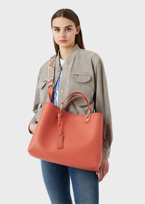 femei R802G676 geantă shopper medium myea cu imprimeu de cerb Armani maro