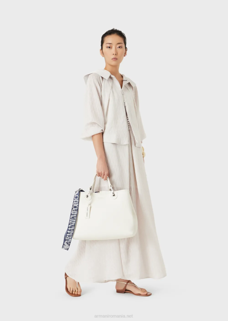 femei R802G680 geantă shopper medium myea cu imprimeu de cerb Armani argint/fum