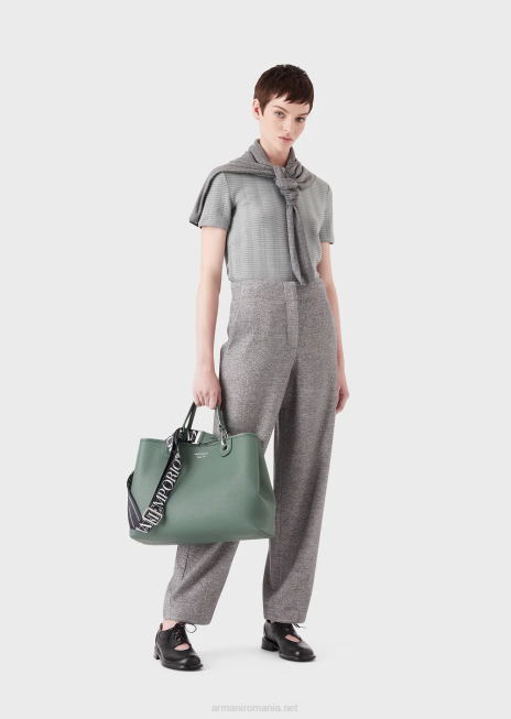 femei R802G681 geantă shopper medium myea cu imprimeu de cerb Armani verde