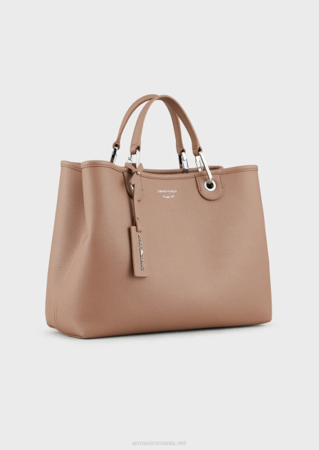 femei R802G684 geantă shopper medium myea cu imprimeu de cerb Armani cămilă