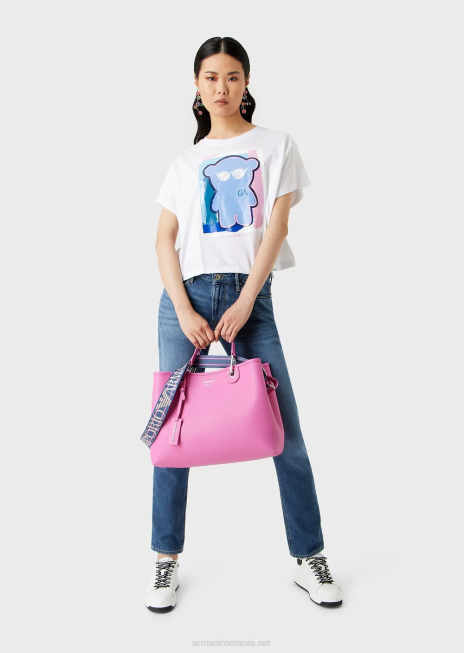 femei R802G685 geantă shopper medium myea cu imprimeu de cerb Armani fucsie