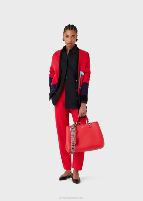 femei R802G687 geantă shopper medium myea cu imprimeu de cerb Armani coral