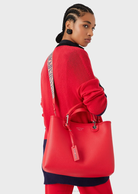 femei R802G687 geantă shopper medium myea cu imprimeu de cerb Armani coral