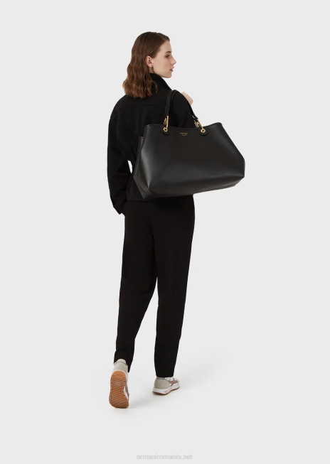 femei R802G688 geantă shopper mare myea cu imprimeu cerb Armani negru