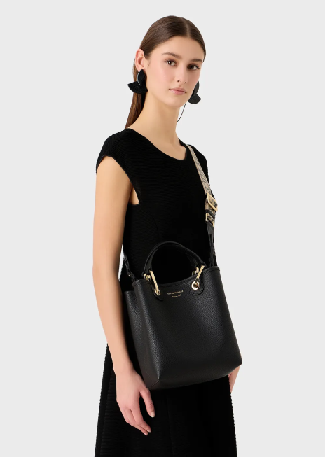 femei R802G691 geantă shopper verticală myea cu imprimeu de cerb Armani negru
