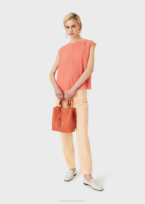 femei R802G693 geantă shopper verticală myea cu imprimeu de cerb Armani maro