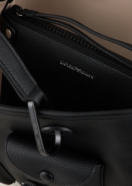 femei R802G702 geantă shopper medie cu mai multe buzunare myea cu imprimeu cerb Armani negru