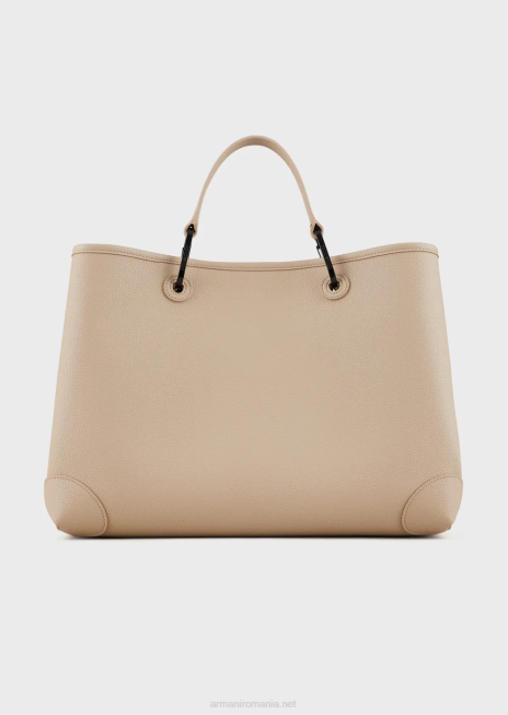 femei R802G703 geantă shopper medie cu mai multe buzunare myea cu imprimeu cerb Armani bej