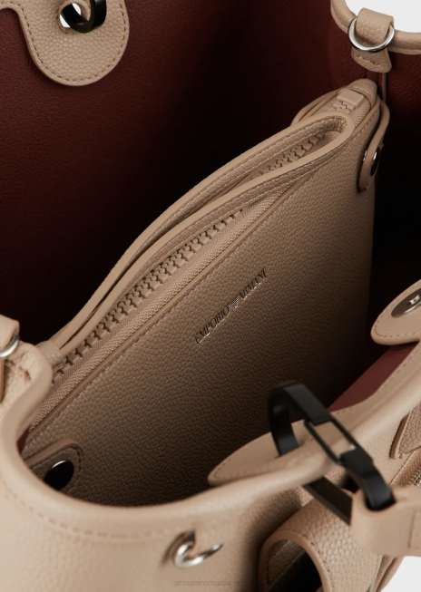 femei R802G703 geantă shopper medie cu mai multe buzunare myea cu imprimeu cerb Armani bej