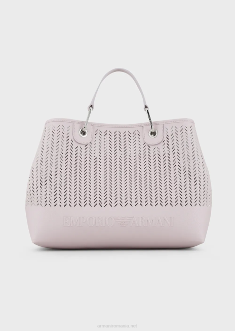 femei R802G704 geanta shopper armani sustainability values ​​medium myea cu motiv chevron perforatroz