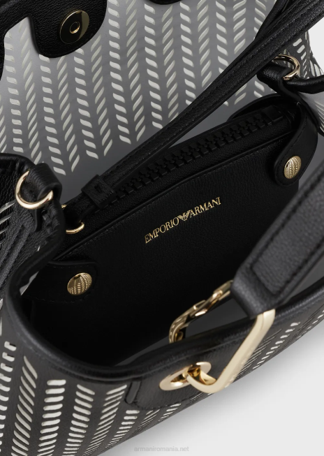 femei R802G708 geantă shopper mică myea cu motiv chevron perforat Armani negru