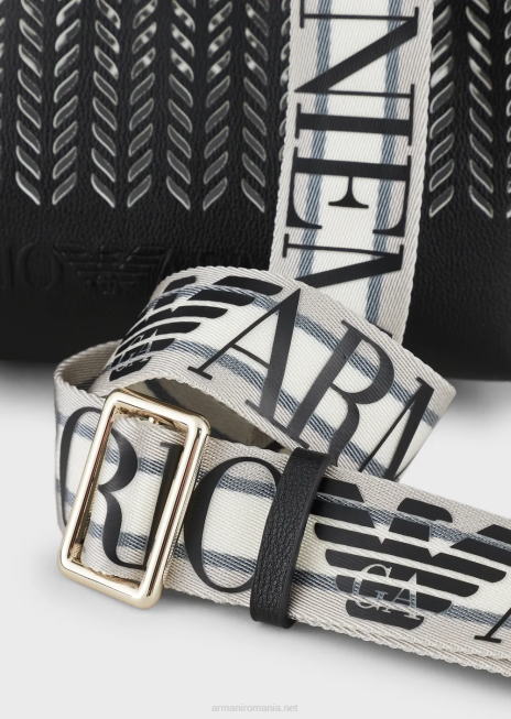 femei R802G708 geantă shopper mică myea cu motiv chevron perforat Armani negru