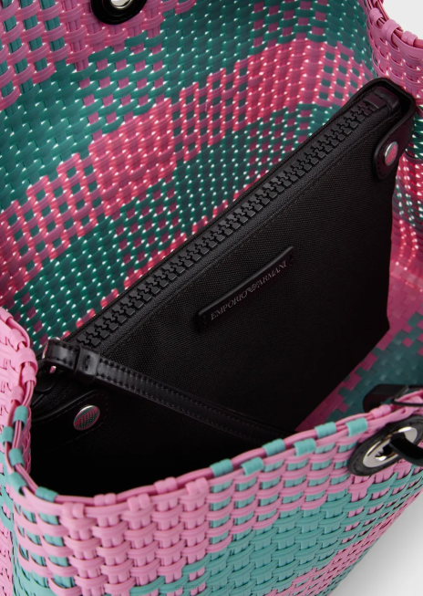 femei R802G713 geantă shopper împletită myea medie cu motiv cu carouri Armani model