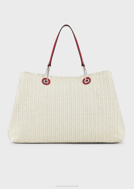 femei R802G714 geantă de cumpărături mare, din paie Myea Resort Armani panna