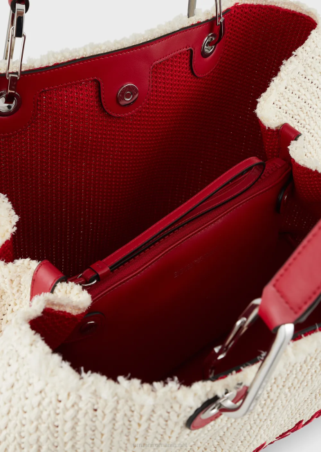 femei R802G714 geantă de cumpărături mare, din paie Myea Resort Armani panna