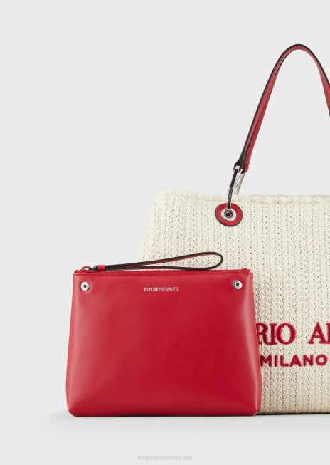 femei R802G714 geantă de cumpărături mare, din paie Myea Resort Armani panna