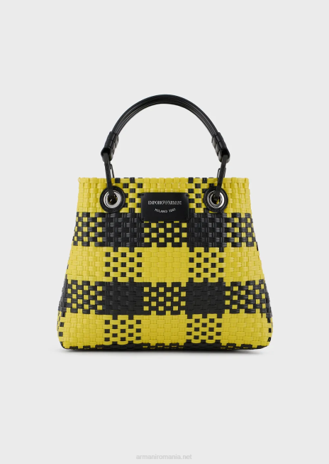 femei R802G720 geantă shopper mică myea împletită cu motiv cu carouri Armani multicolor
