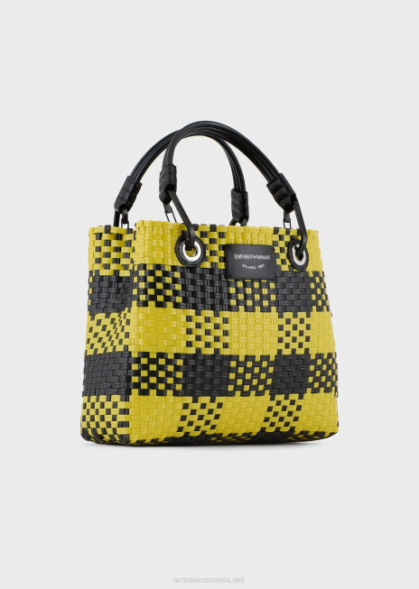 femei R802G720 geantă shopper mică myea împletită cu motiv cu carouri Armani multicolor